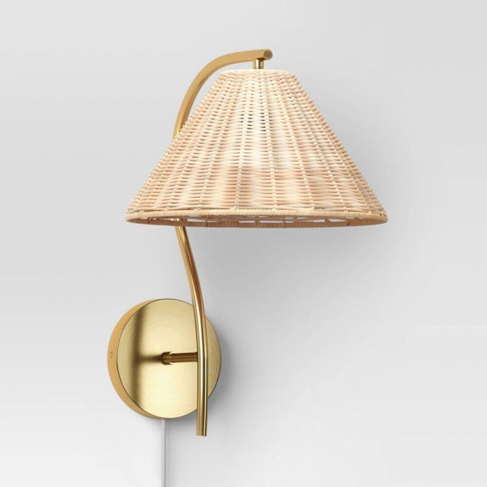 Rattan Wall Sconce Light Brass - Threshold